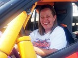 Jennifer Corder gets ready for Mini Stock racing at the Lemoore Raceway.